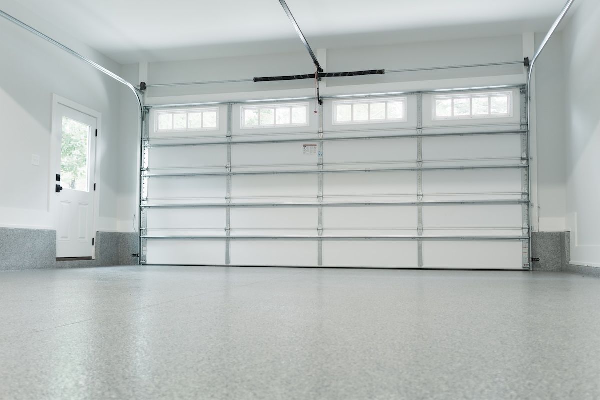 epoxy garage floor Inside view of a garage