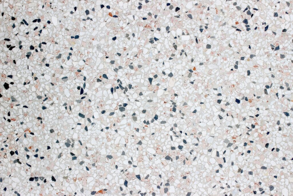 Terrazzo white gray black flooring surface