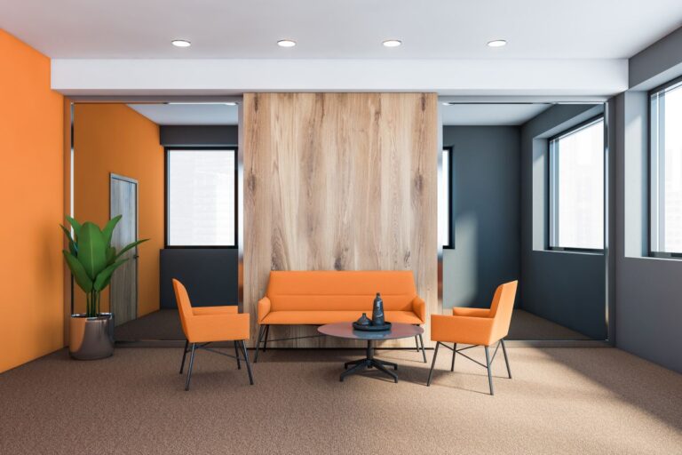 best office colors orange and grey room