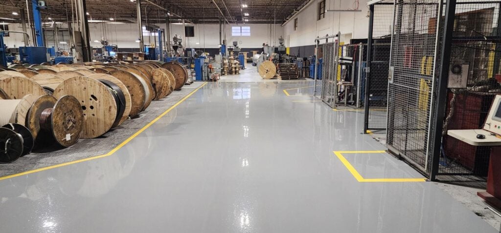flooring for high traffic areas shiny coating floor inside warehouse