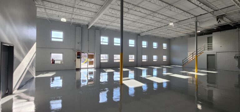 concrete epoxy floor grey commercial building