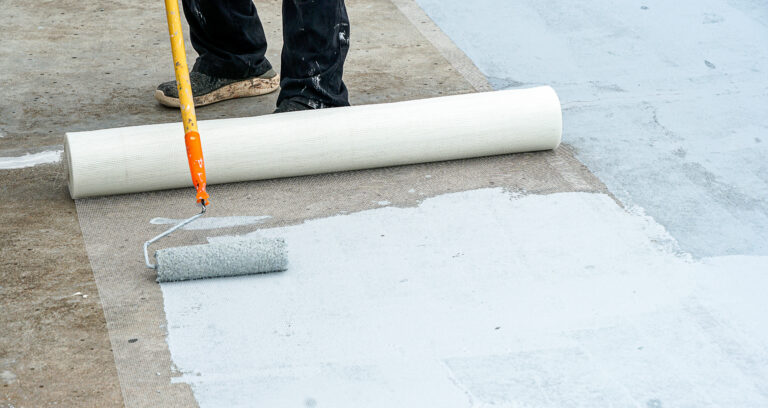 masonry waterproofing net on the floor