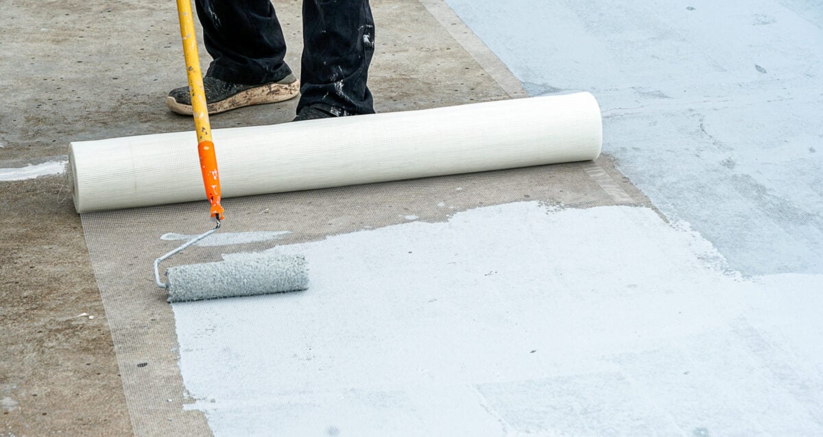 masonry waterproofing net on the floor