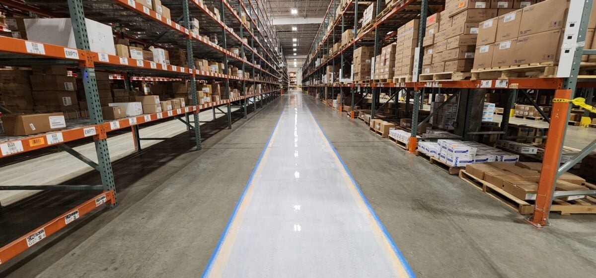 warehouse line painting warehouse grey floor