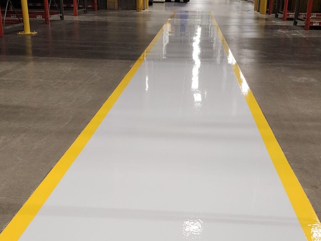 grey epoxy section yellow line