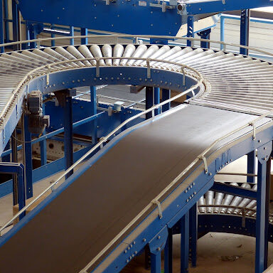 conveyor belt in industrial facility